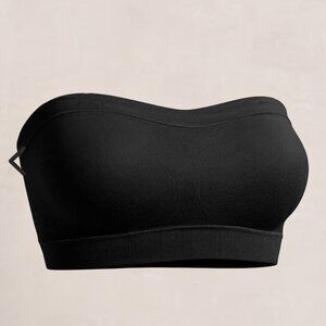 Seamless Black Strapless Bandeau Bra - Comfortable Support